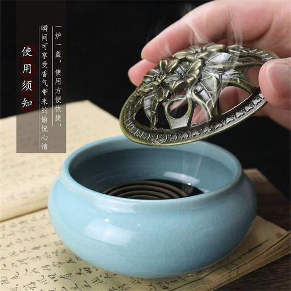 民艾天下家用香炉陶瓷空气净化炉盘香式香炉除臭